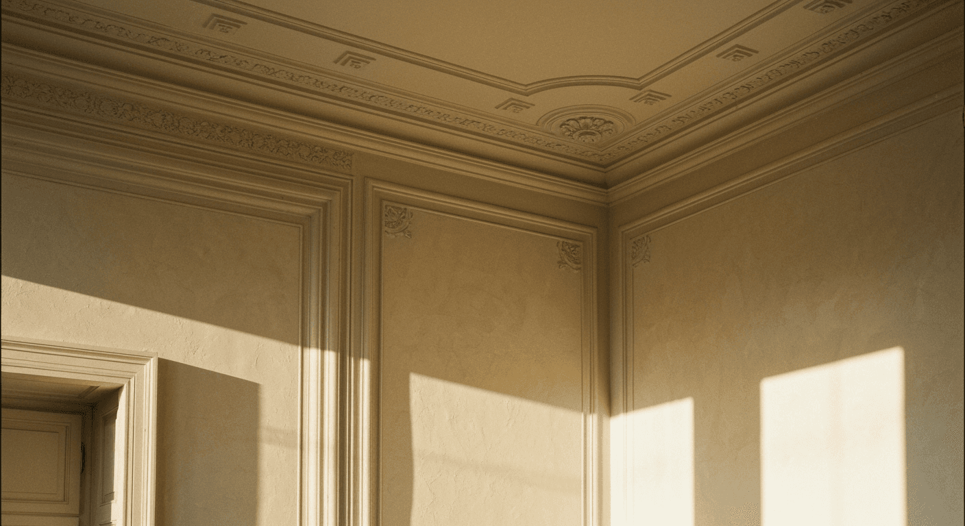 Munich villa interior detail in soft natural light.